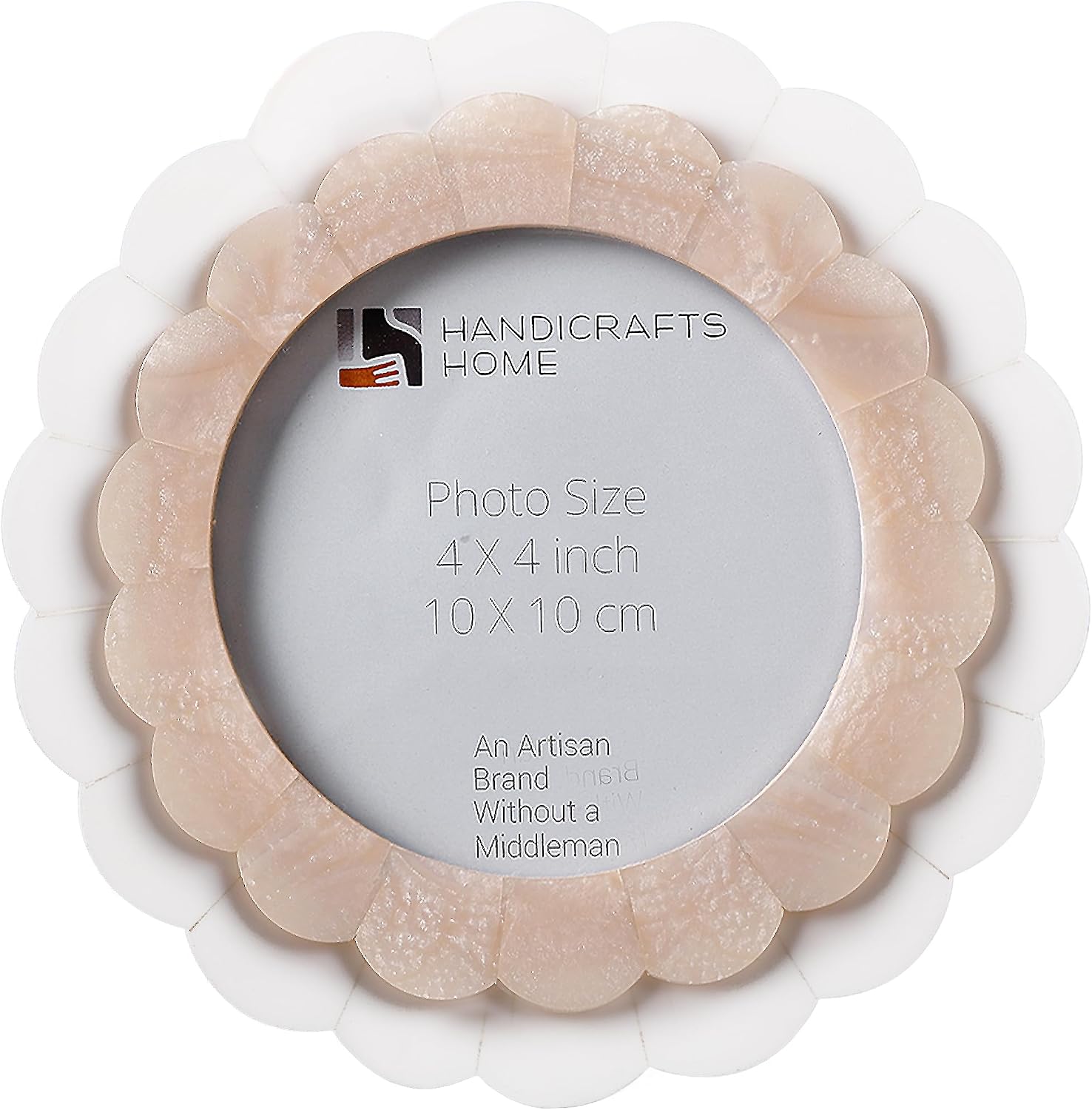 Handicrafts Home Handmade Resin Inlay White Round Small Picture Frame, 4x4 image 2