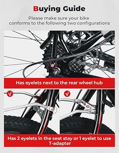 Miniatura 2 de KEMIMOTO Portabicicletas de carga trasera, 24-27.5 pulgadas, longitud ajustable, carga máxima de 220 libras, luz reflectante trasera roja, diseño de