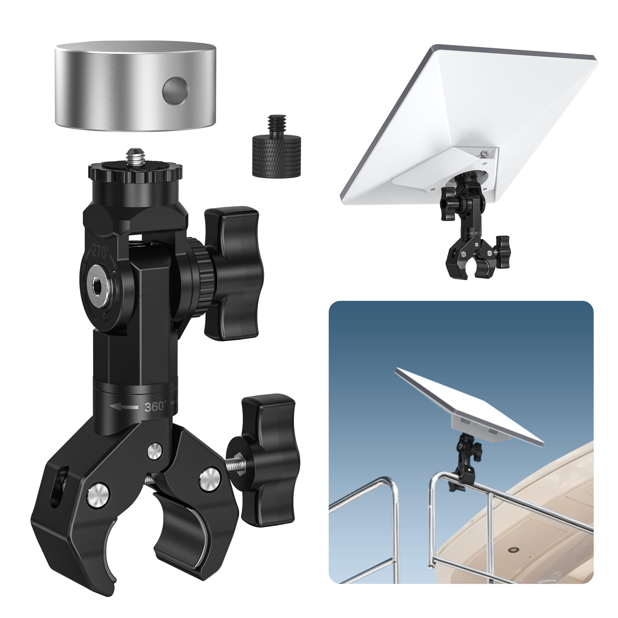 EDUP® Supporto Starlink Mini, Staffa Starlink Robusta per Palo, Camper | Staffa Starlink Robusta, Supporto Antenna Starlink Alluminio, Filettature 1/4" e 3/8", Montaggio Sicuro Camper e Balcone