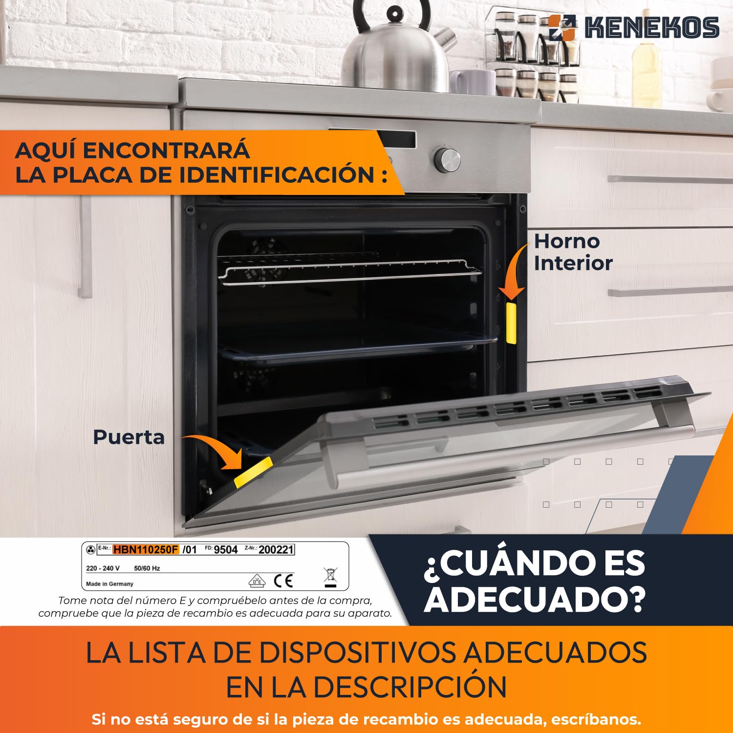 Kenekos - elemento de calefacción 230 V calor superior 2800 W compatible con los hornos Siemens/Bosch como 773539/00773539, 471369/00471369 calefacción, elemento de calefacción del horno para cocinas