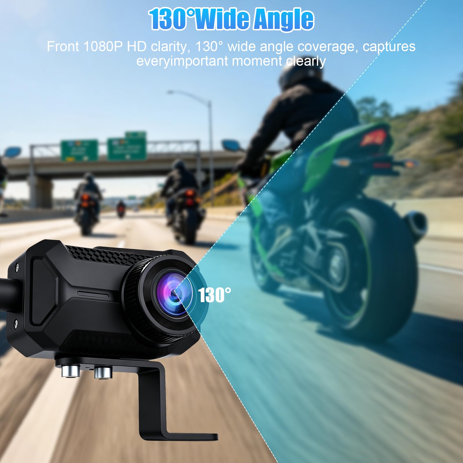 OBEST Mini Dashcam para Moto 1080P Cámara, Gran Angular de 120°-150°, IP67