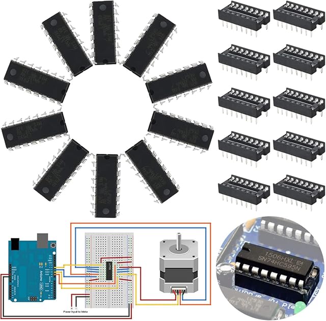 Youmile 10PCS L293D DIP16 Stepper Motor Drivers Controller FOUR CHANNEL MOTOR DRIVER IC 36V 600mA + Round Hole IC socket 16PIN