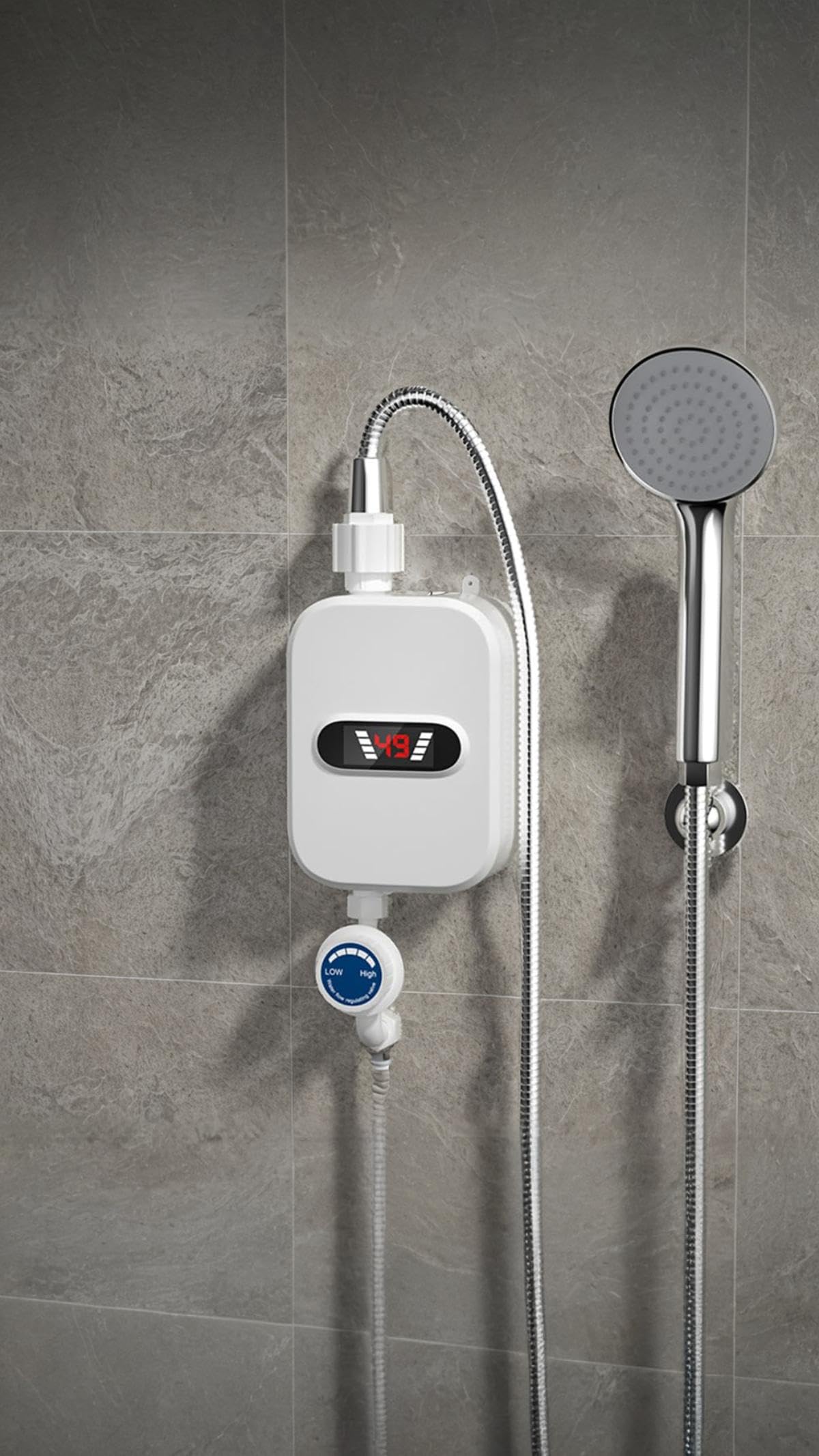 Sweet seven LCD Digital Display Instant Water Heater - Thermostatic Shower Heating Device, Waterproof 304 Stainless Steel Tankless Rapid Heating for Home Hotel