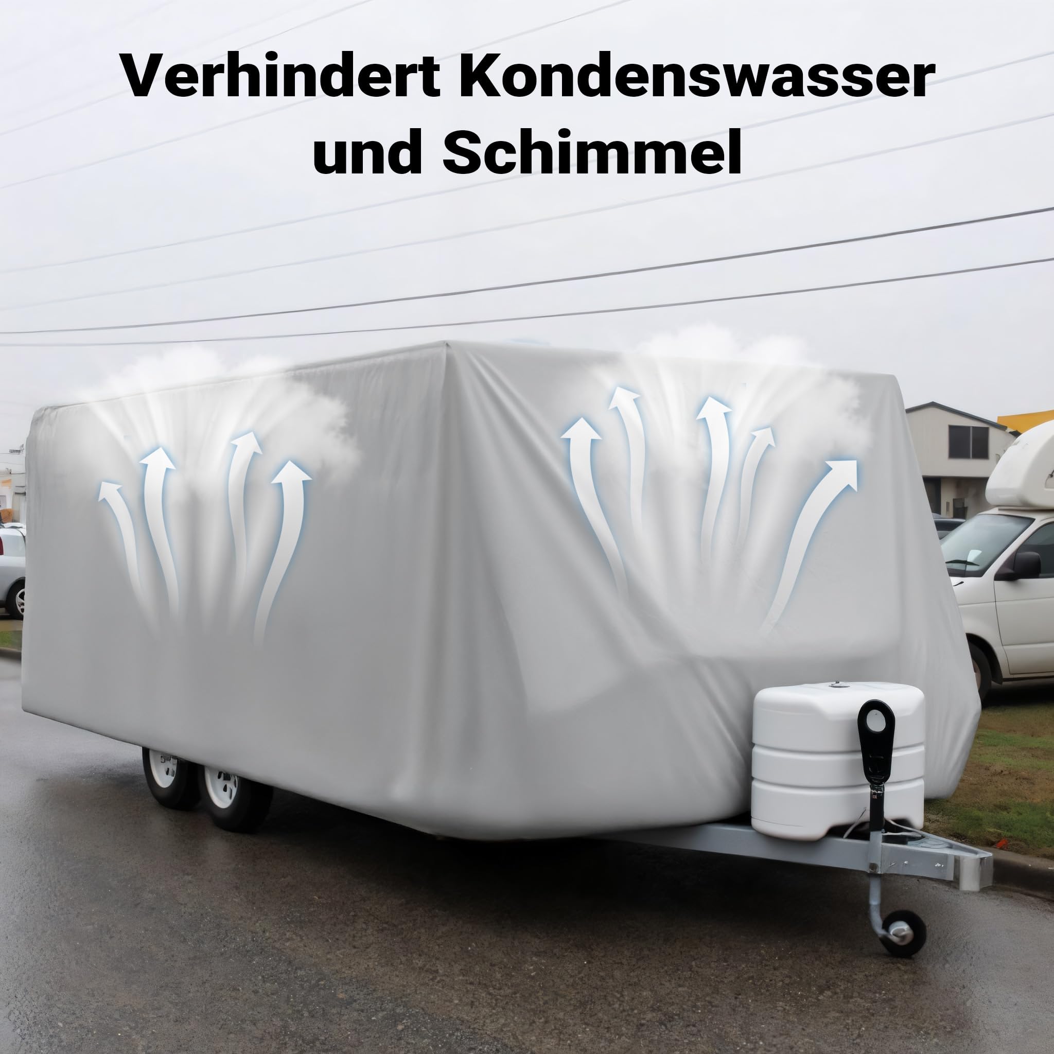 Wiltec Wohnwagen Schutzhülle Größe M 520 x 225 x 220 cm Plane, Abdeckplane für Caravan und Wohnmobil, Wohnwagenplane aus PP, Schutzhaube Abdeckung