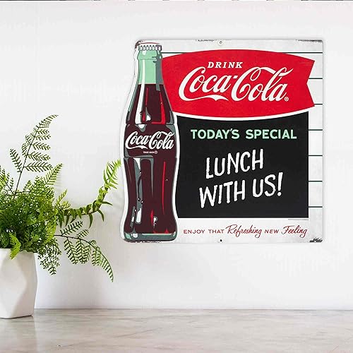 Vista 22 de Coca-Cola Things Go Better With Coke - Letrero de metal vintage de Coca-Cola para cocina, cueva de hombre o garaje Blanco/Rojo