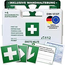 Complete First Aid Kit DIN 13157 | First Aid Kit - Wall Medicine Box | For Business & Home | Kit with Plasters & Isothermal Survival Blanket