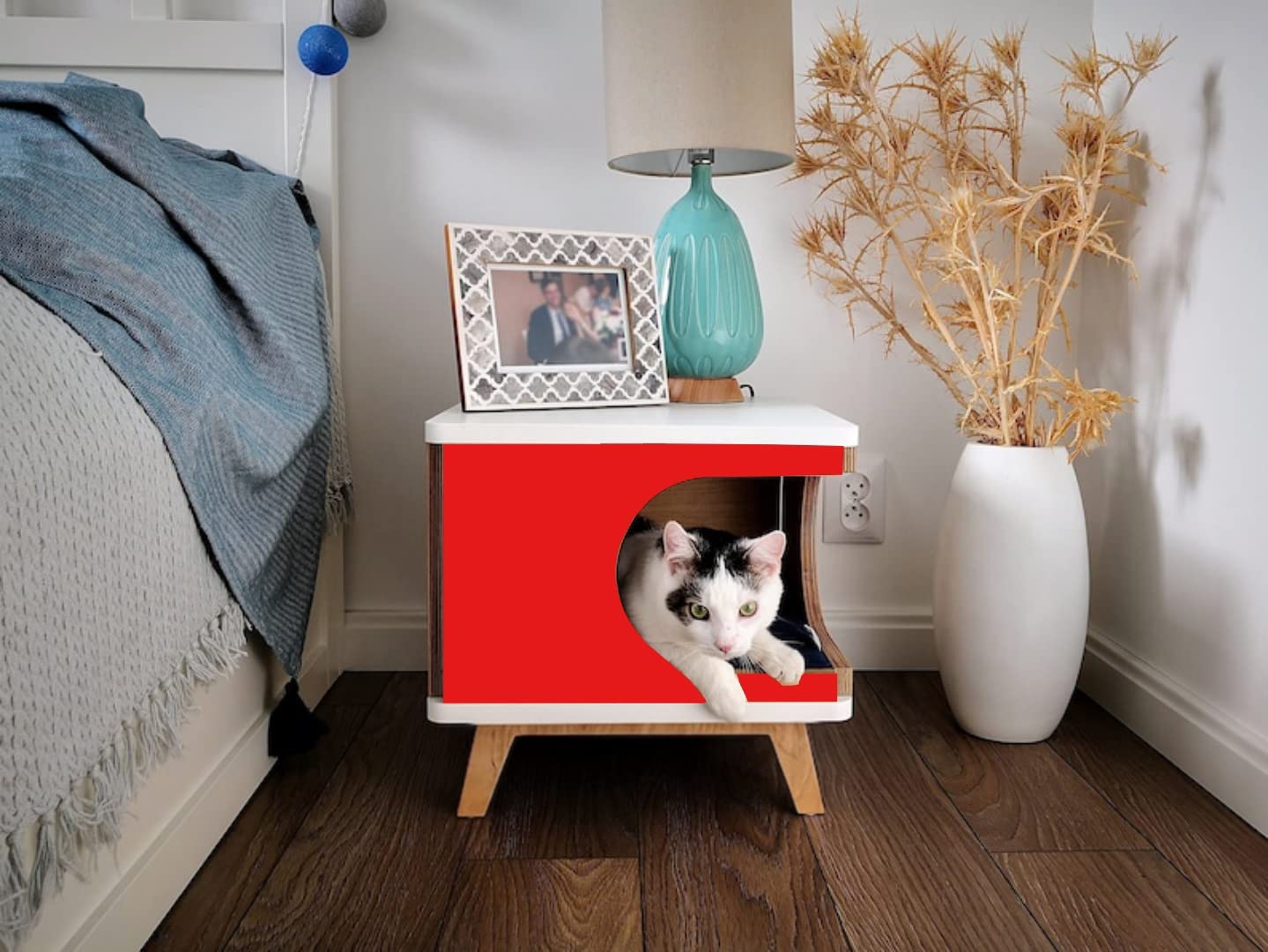 TS Cat House Solid Wood Furniture Cat and Little Dog House for Sleeping