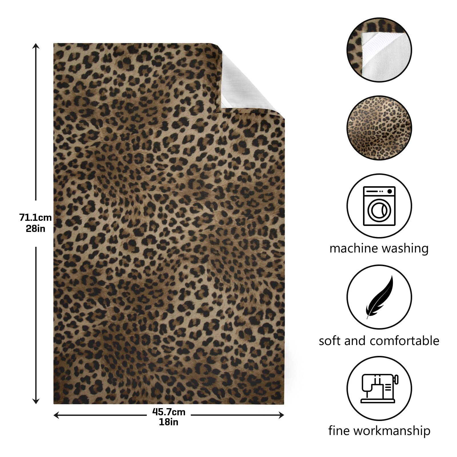 Naanle Animal Leopard Print Kitchen Towels - 6 Pack Reusable Dish Cloths - Absorbent Hand, Tea & Bar Towels - 28 x 18 in