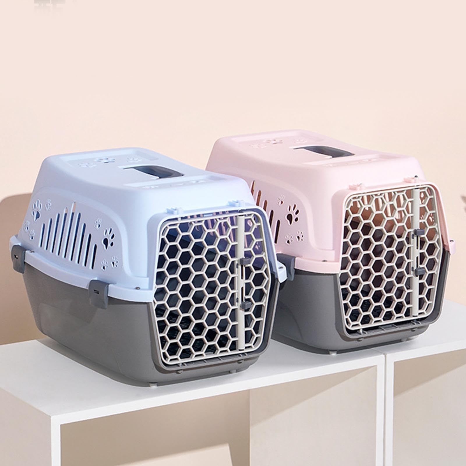 Transportín de Viaje para Mascotas, Caja de Transporte para Perros, Transportín Rígido Portátil para Perros Pequeños Y Medianos, para Senderismo Al Ai, Azul