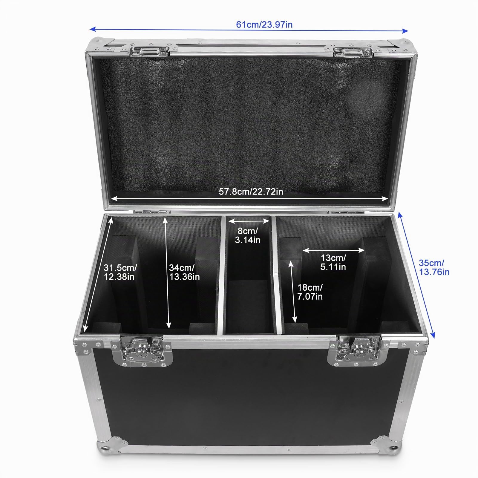 Flight Case con ruedas 2 IN 1Fly Case para 19x15W Cabeza Móvil RGBW Beam Wash Zoom, Negro