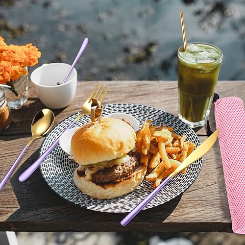 Miniatura 6 de MURRI&MURRDI Juego de cubiertos reutilizables y portátiles, juego de utensilios de viaje con funda, juego de cubiertos de acero inoxidable que