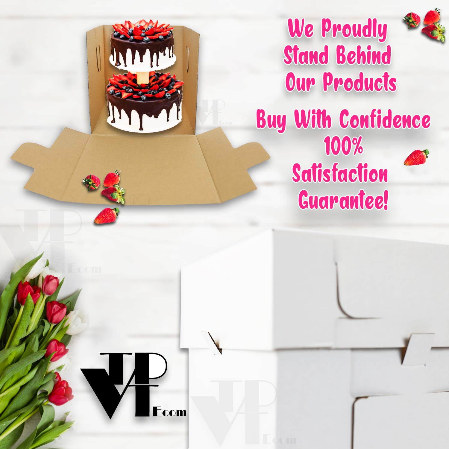 Tall Cake Boxes with Window, 6 Sizes 12 pk Use as, 12x12 10x10 8x8