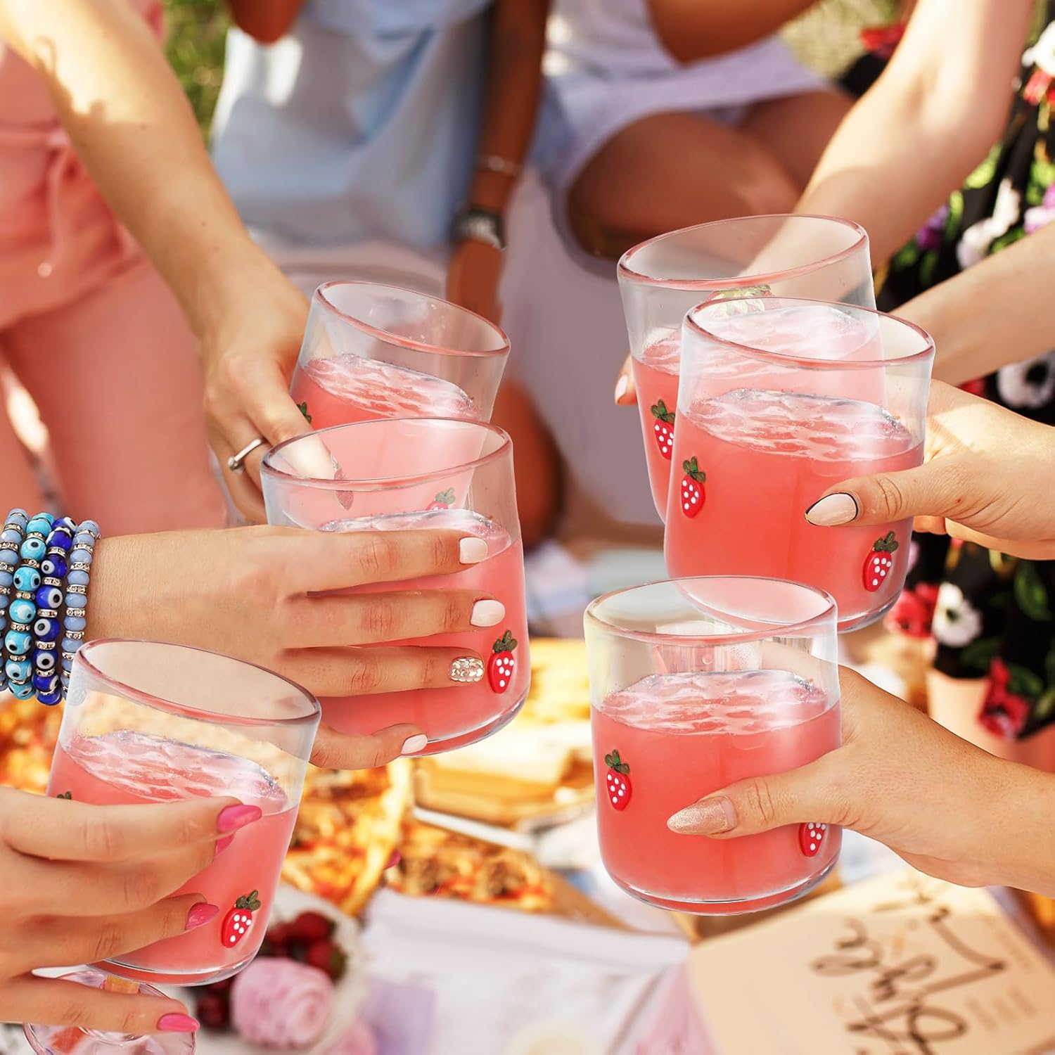 Icon Juice Glasses, 14oz Stemless Wine Drinking Juice Glass Cup for Valentine Party Supplies Gift(2 Pcs,Strawberry) - Image 8