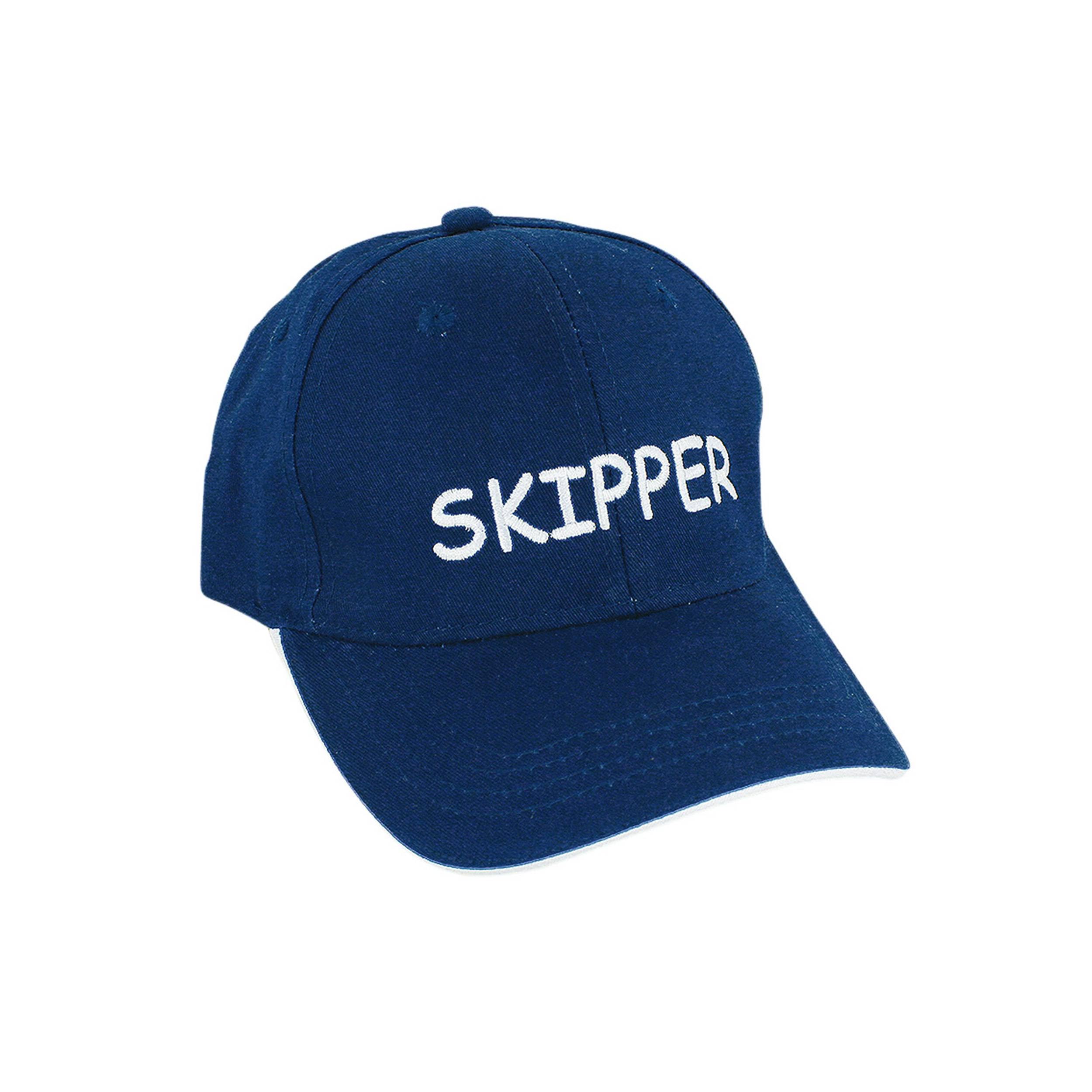 NKlaus 'Skipper' Navy Cotton White Embroidered Cap - Retro Nautical Hat 16063, navy, XXS-4XL
