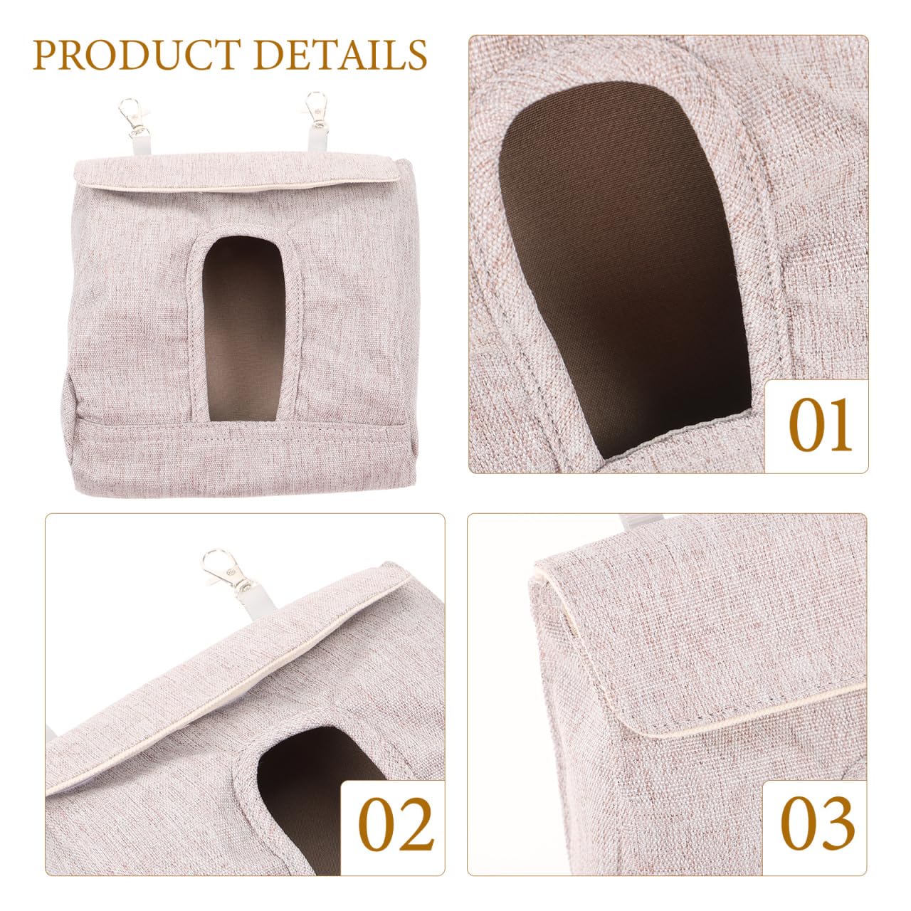 Balacoo Rabbit Hay Feeder, Guinea Pig Hay Bag Hanging Rabbit Feeder Storage for Guinea Pig, Bunny, Chinchillas, Hamsters and Small Pets and Animals (Grey, M) - image 4
