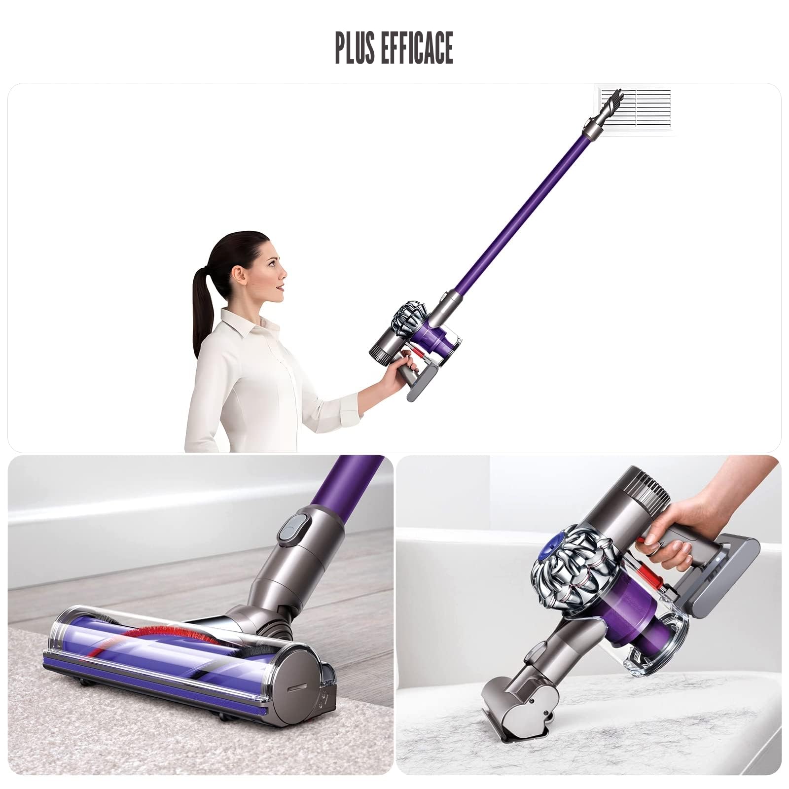 6000mAh Batterie avec Affichage de la Charge Restante pour Dyson V6 DC62 DC59 DC61 DC58 DC72 Aspirateur à Main Remplacement Batterie pour Dyson SV03 SV09 SV05 SV06 SV07 avec 2 Filtres (V6-6000MAH)