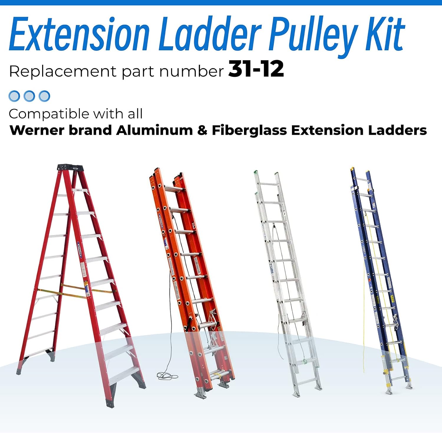 31-12 Extension Ladder Pulley Kit Compatible with Werner Extension Ladders | Extension Ladder Pulley Kit Replacement for Werner 31-12 Pulley Assembly for Werner Aluminum & Fiberglass Extension Ladders