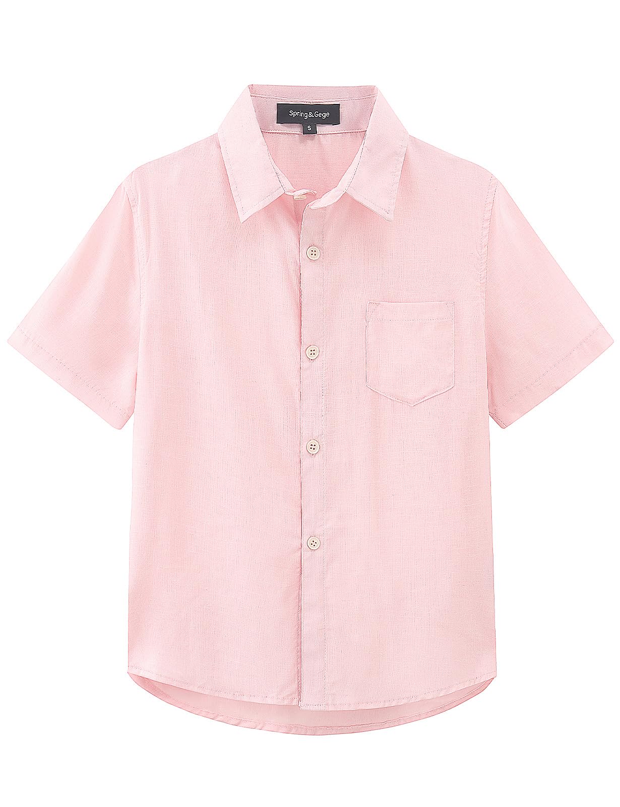 Spring&Gege Chemise d'été à manches courtes boutonnée en lin texturé pour garçon
