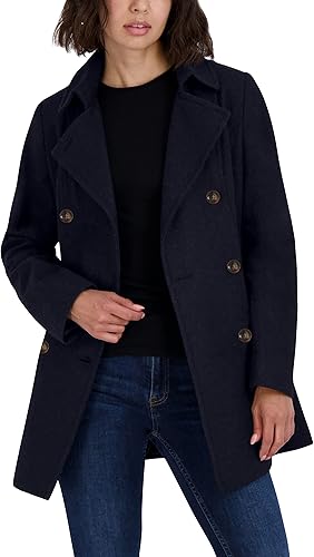 Vista 2 de Nautica Abrigo de invierno con doble botonadura de mezcla de lana para mujer