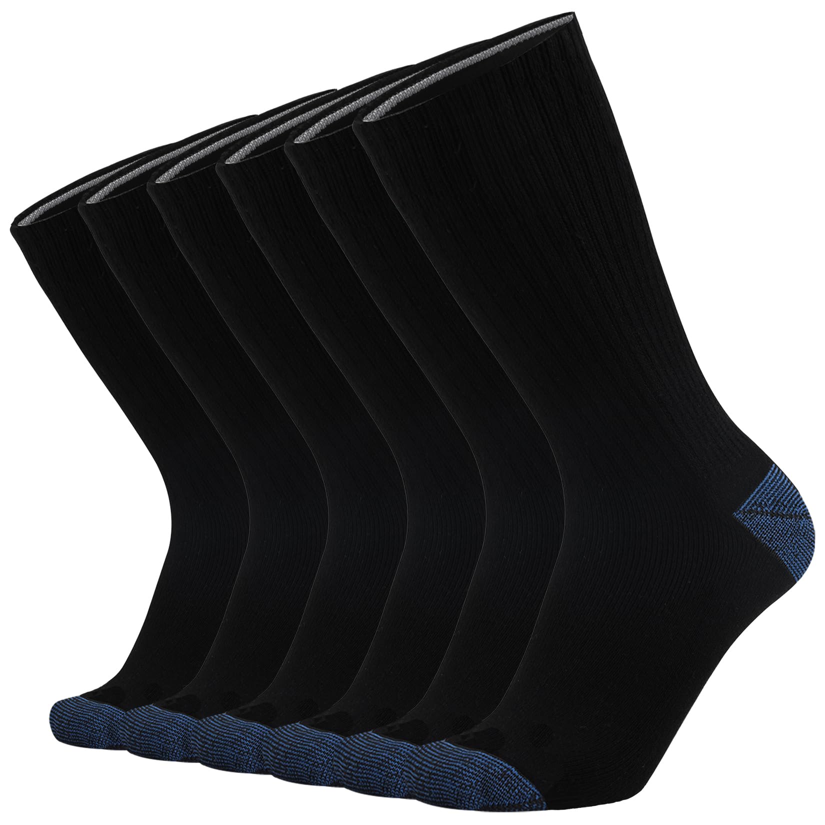 KMM Men's Cotton Full Thick Cushion Crew Socks Moisture Control Heavy Duty Work Boot Warm Thermal Anti Wicking Sweat Blisters