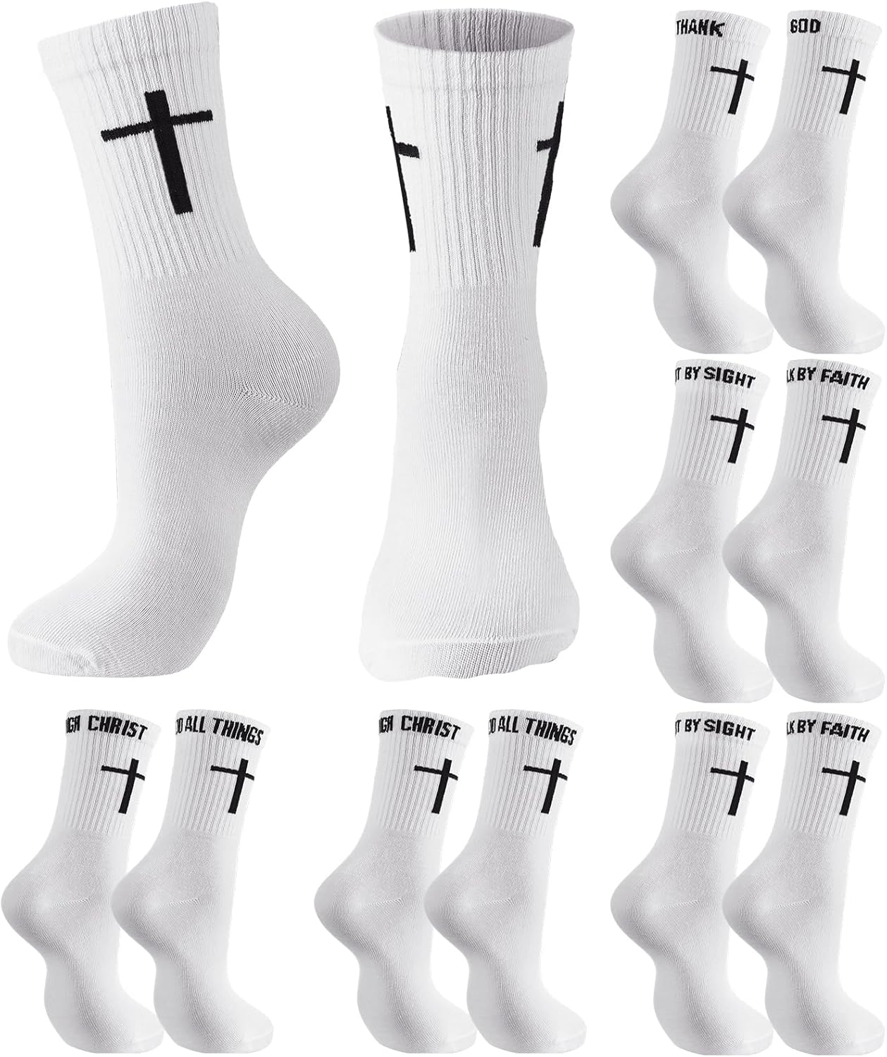 Chicingyou Christian Cross Socks Bulk Inspirational Religious Crew Socks with Bible Verse for Men Youth Catholic Saint God