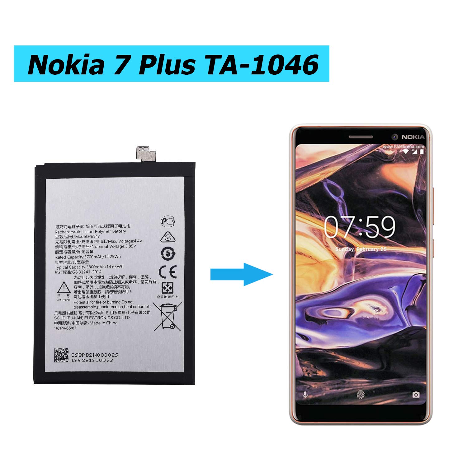 Carte Mère Originale Nokia 7 Plus – TA-1041 / TA-1062 / TA-1046 – Testée – Occasion