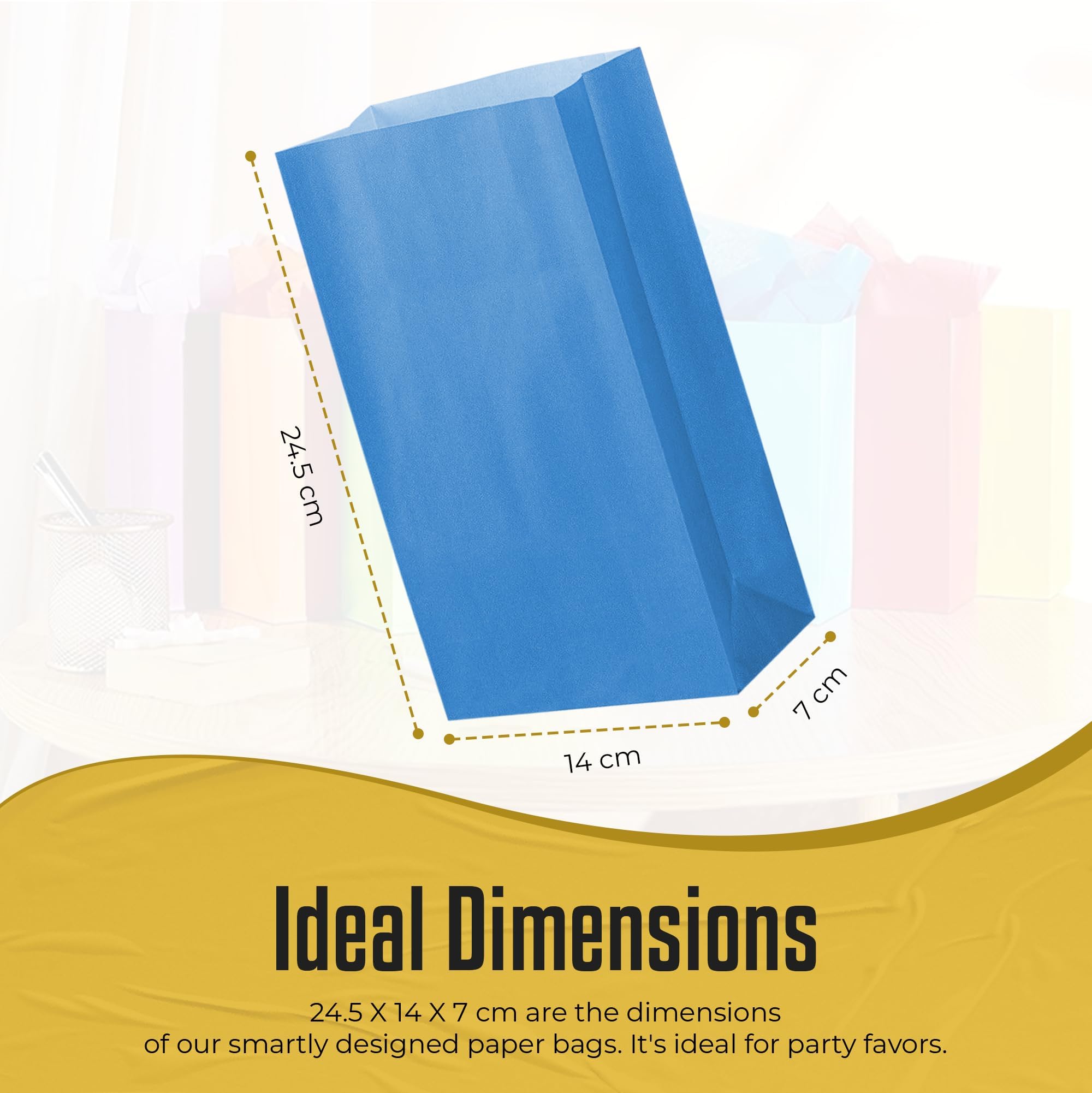 Thepaperbagstore 30 Blue Paper Party Bags, 14x24.5x7cm, Colourful Paper Gift Bags for Kids and Adults Parties Birthdays - Image 4