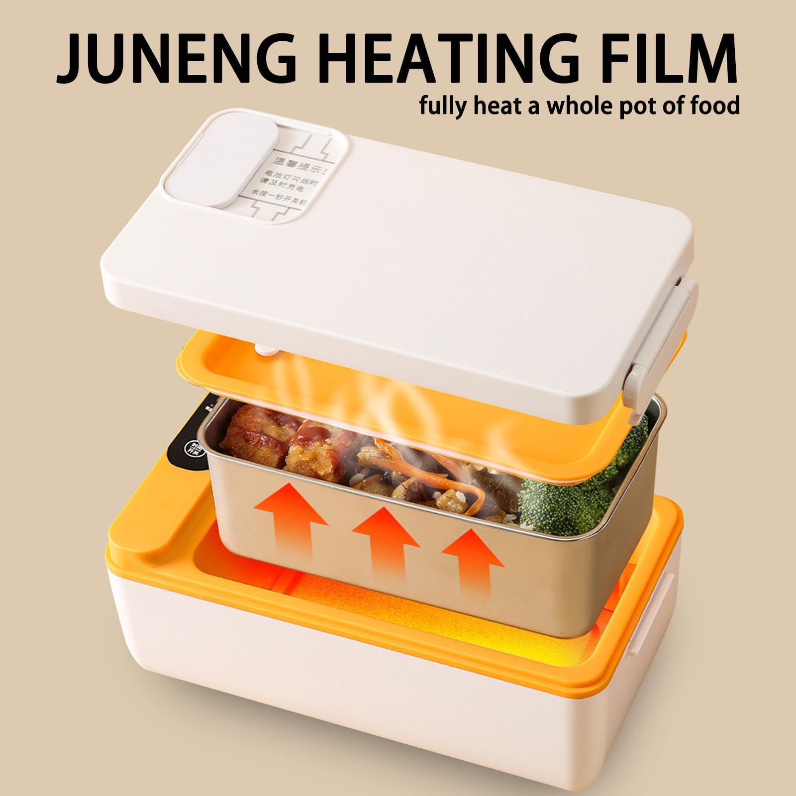 Contenitore elettrico per il pranzo, portatile, a riscaldamento rapido, con batteria da 12000 mAh e 6 ore di ritenzione del calore, in acciaio inox per uso alimentare, per casa, ufficio e viaggio