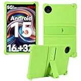 HminSen Case for Evermyth Tablet 10 Inch, Kids Friendly Soft Silicone Adjustable Stand Cover for Everyuth 10 inch KB1001/KB1004/KB1001L/KB1004L Tablet (Green)