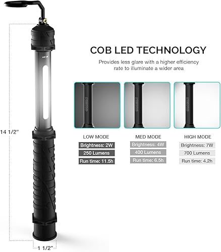 Miniatura 9 de Neiko 40447Aluz de trabajo para bajo capó 202SMD LED Bombillas 1200lúmenes Max brillo 8000mAh Li-Ion batería 2modos de brillo paquete de 1