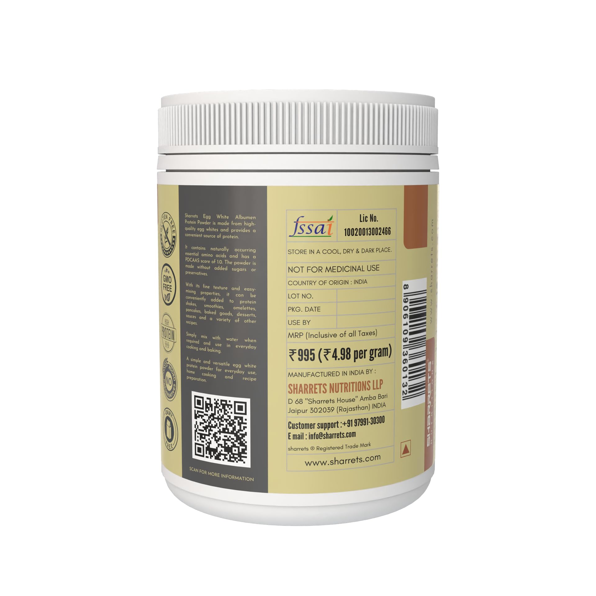 Sharrets Egg White Albumen Protein Powder with Cocoa -200g -Ideal for fitness enthusiasts and health-conscious individuals. — Amazon image 3