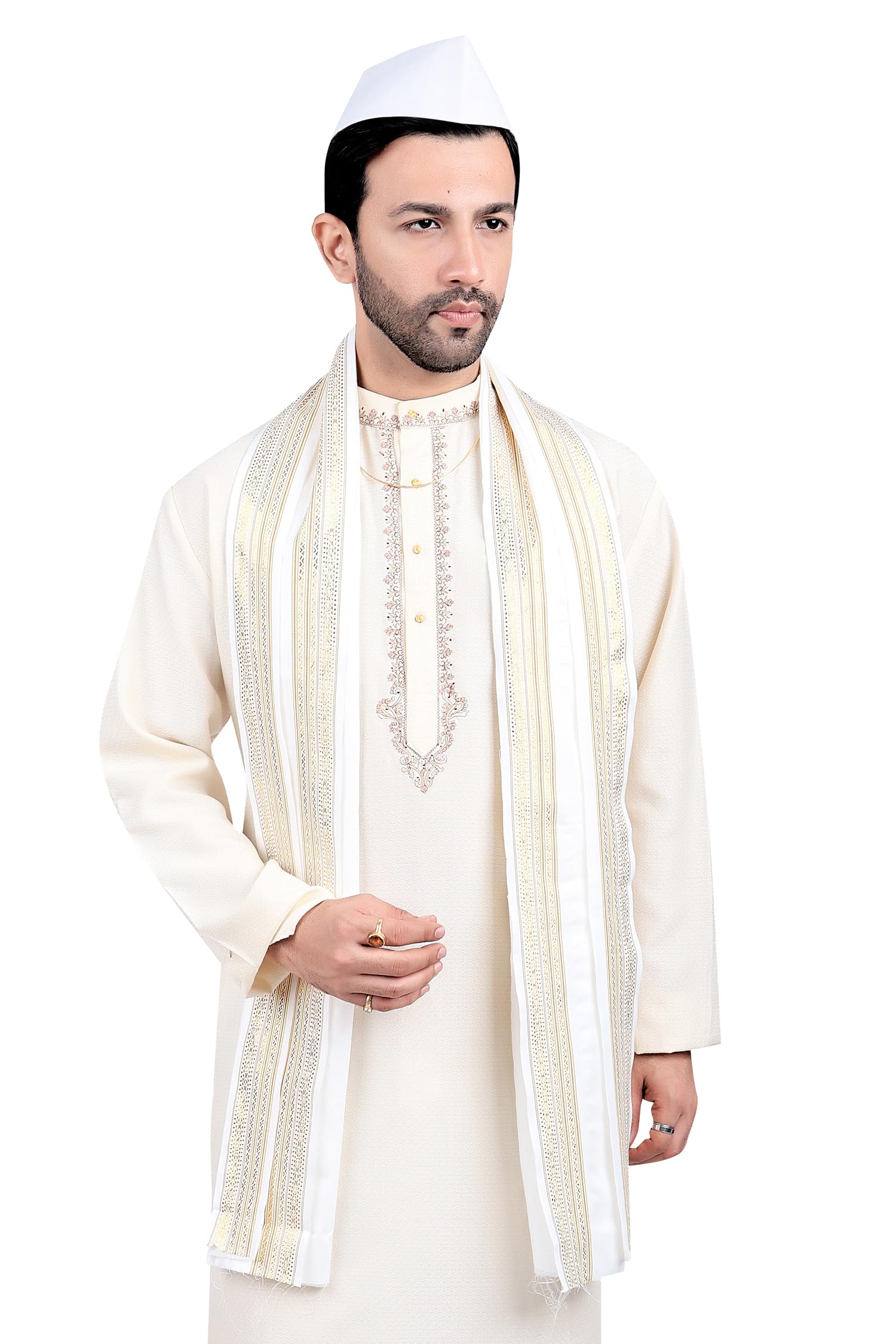 priyakant safawala Traditional Handstitch Ready to Wear Topi With Uparna Set For Wedding, Pooja And Traditional Function Use It, [Topi With 2 No Uparna] (Free - Size)-picture-22