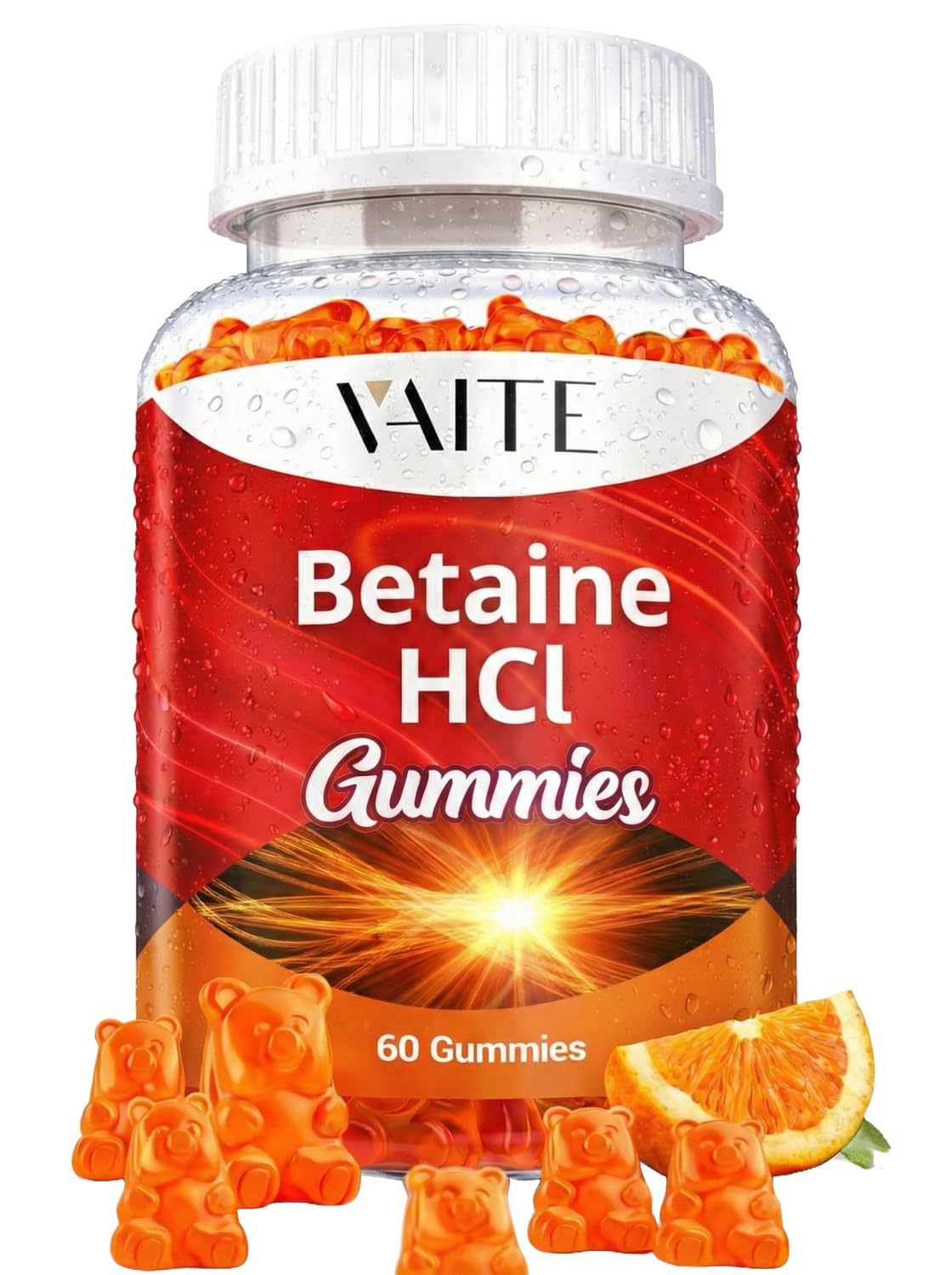 VAITE Betaine HCL Supplement 1000 mg Gummies – Digestive Support – Supports Digestion & Nutrient Breakdown – Non-GMO, Vegan, Gluten-Free – for Adults Seeking Daily Digestive Support – 60 Gummies