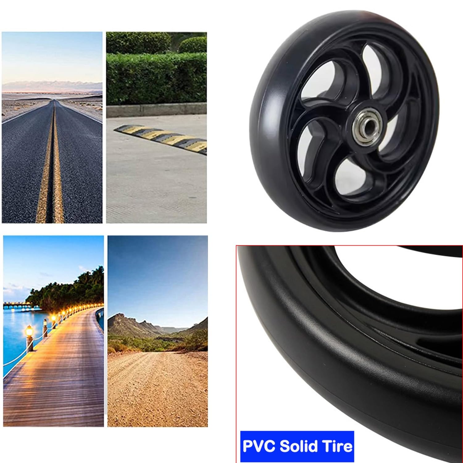Ruedas para Sillas de Ruedas Rueda de Repuesto de 5/6/8 Pulgadas para Andador en Silla de Ruedas, Ruedas Delanteras para Silla de Ruedas Ruedas con Andador Ruedas Antideslizantes Negras, 2 C