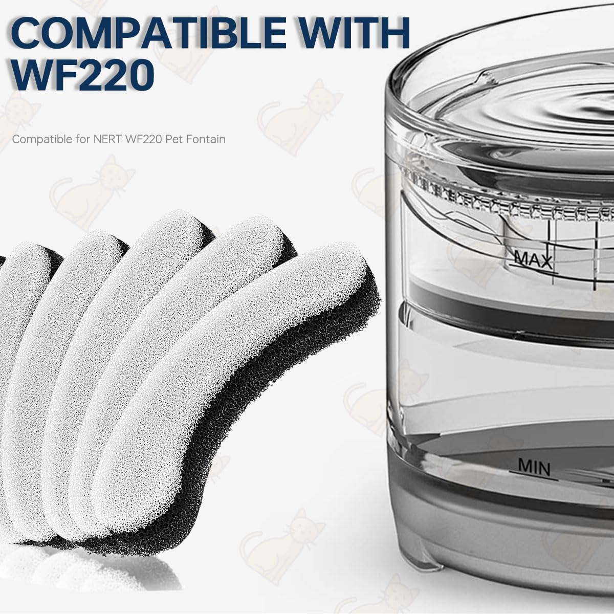 ACMEROTA Dog Cat Water Fountain Filters for WF220 75oz/2.2L, 20-Pack Activated Carbon Pet Filter Cartridges - Image 3