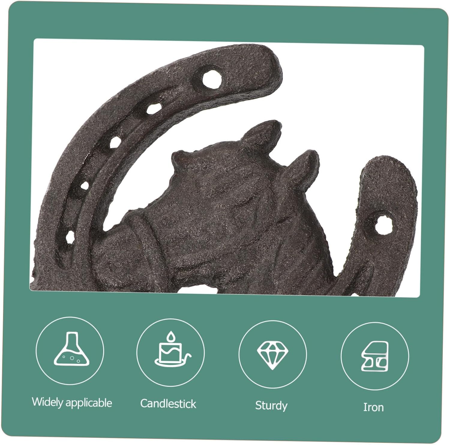 Alipis 2pcs Cast Horseshoe Wall Hooks Vintage Decorative Hanger for Clothing Home Decor Sturdy Wall-Mounted American Style Hook for Wedding Rustic Themes image 5