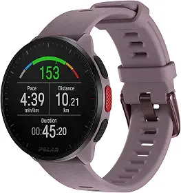 Polar Pacer Lilás - Relógio com GPS avançado, Processador rápido, Ultraleve, Tela brilhante, Botões aderentes, Programas de treino e recuperação, Monitor de FC, Controles de música