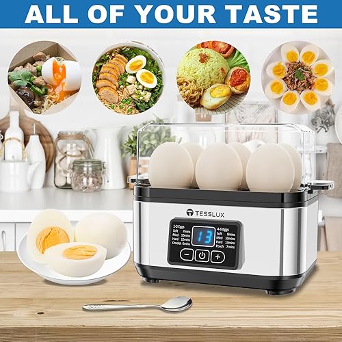 Miniatura 6 de Olla eléctrica rápida para huevos, capacidad de 6 huevos para huevos duros, huevos escalfados, huevos revueltos u tortillas con apagado automático