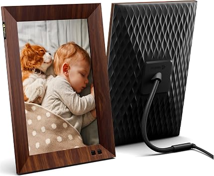 Nixplay 10.1 inch Smart Digital Photo Frame with WiFi W10F - Wood Effect - Share Photos and Videos Instantly via Email or App