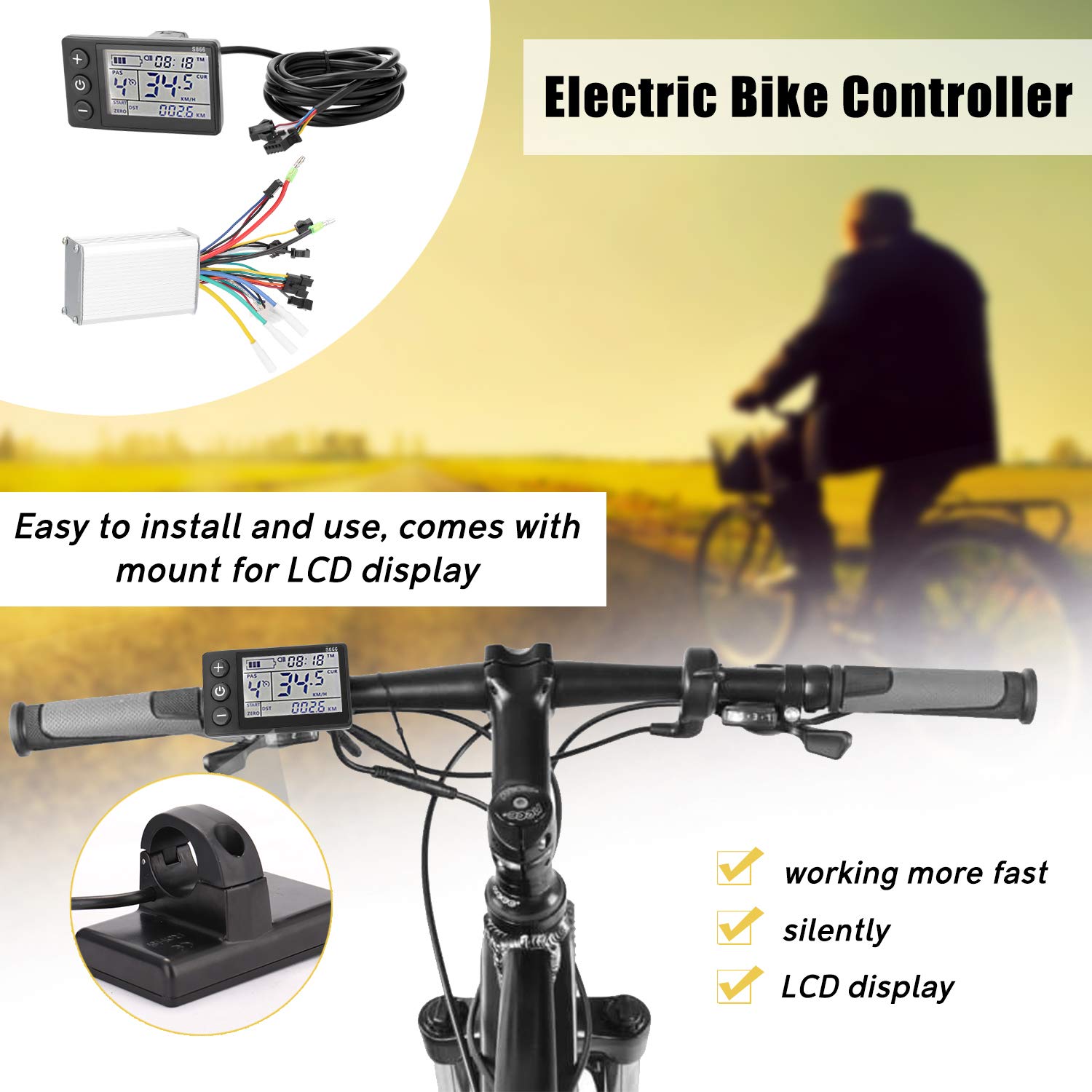Centralina Monopattino Elettrico Controller di bici elettrico 2 4V-48V / 36V-60V 350W e-bike brushless con controller for motorino for biciclette visualizzazione