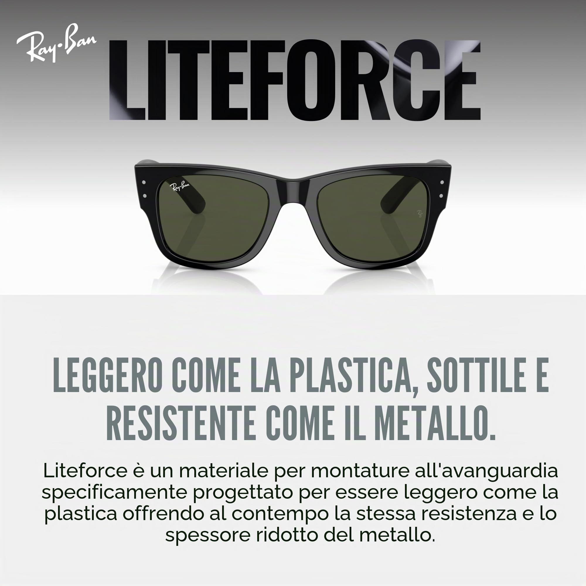Ray-Ban Occhiali da sole quadrati Mega Wayfarer Liteforce Rb4840s