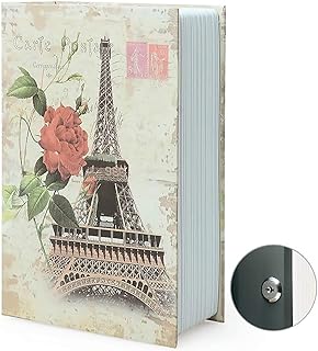 Diversion Book Safe Storage Box, Dictionary Secret Safe Can with Security Combination Lock/Key, Diversion Book Hidden Safe (Key, Paris)