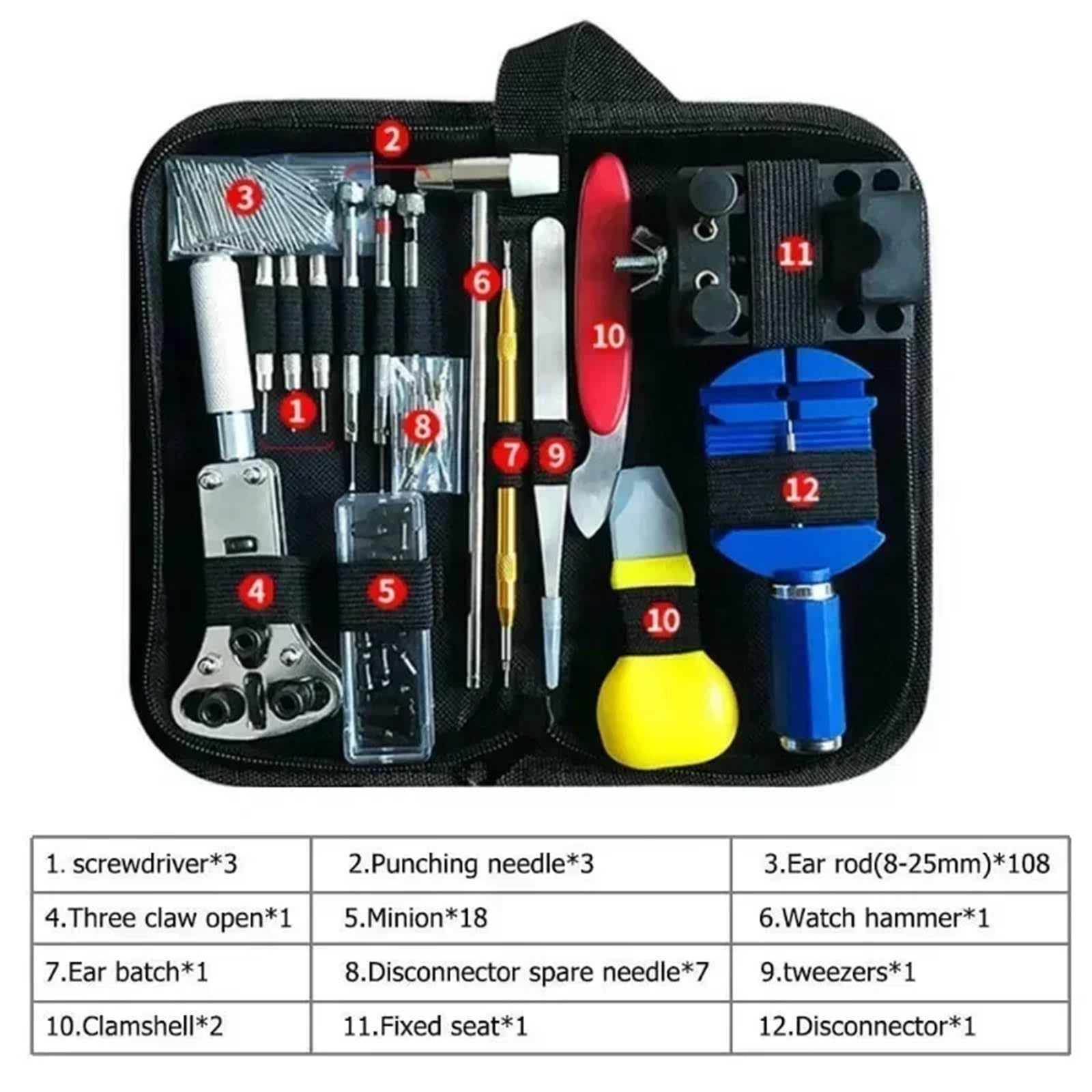 Kit De ReparacióN De Relojes 147 unids/set de herramientas for reparar relojes, mantenimiento de relojes, ajuste de correas de reloj, reemplazo de baterías, desmontaje e instalación Para ReparacióN De