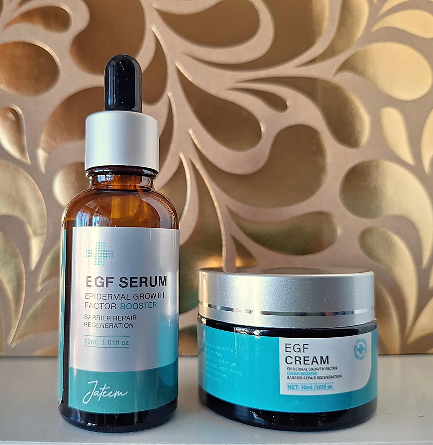 EGF Serum 30ml und Creme Set, Epidermal Growth Factor Booster, OLIGOPEPTIDE, hochdosiert Hautbilderneuerndes Reparatur Akne Narben Falten Flecken Konzentrat Microneedling Lifting, Made in DE