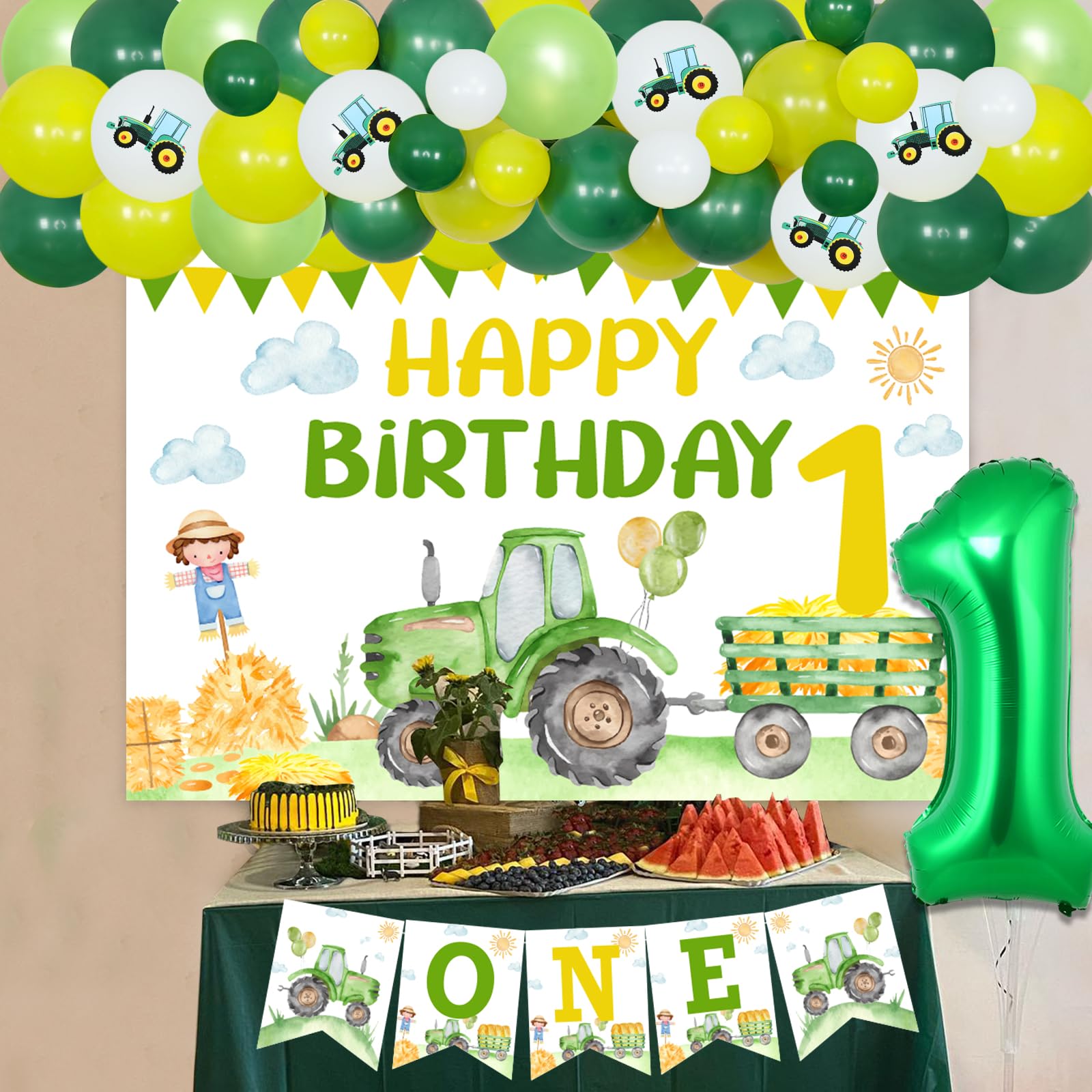 3-Piece Tractor Felt Bunting Banner - Baby Shower Boy Birthday Party Decor Garland - View #10