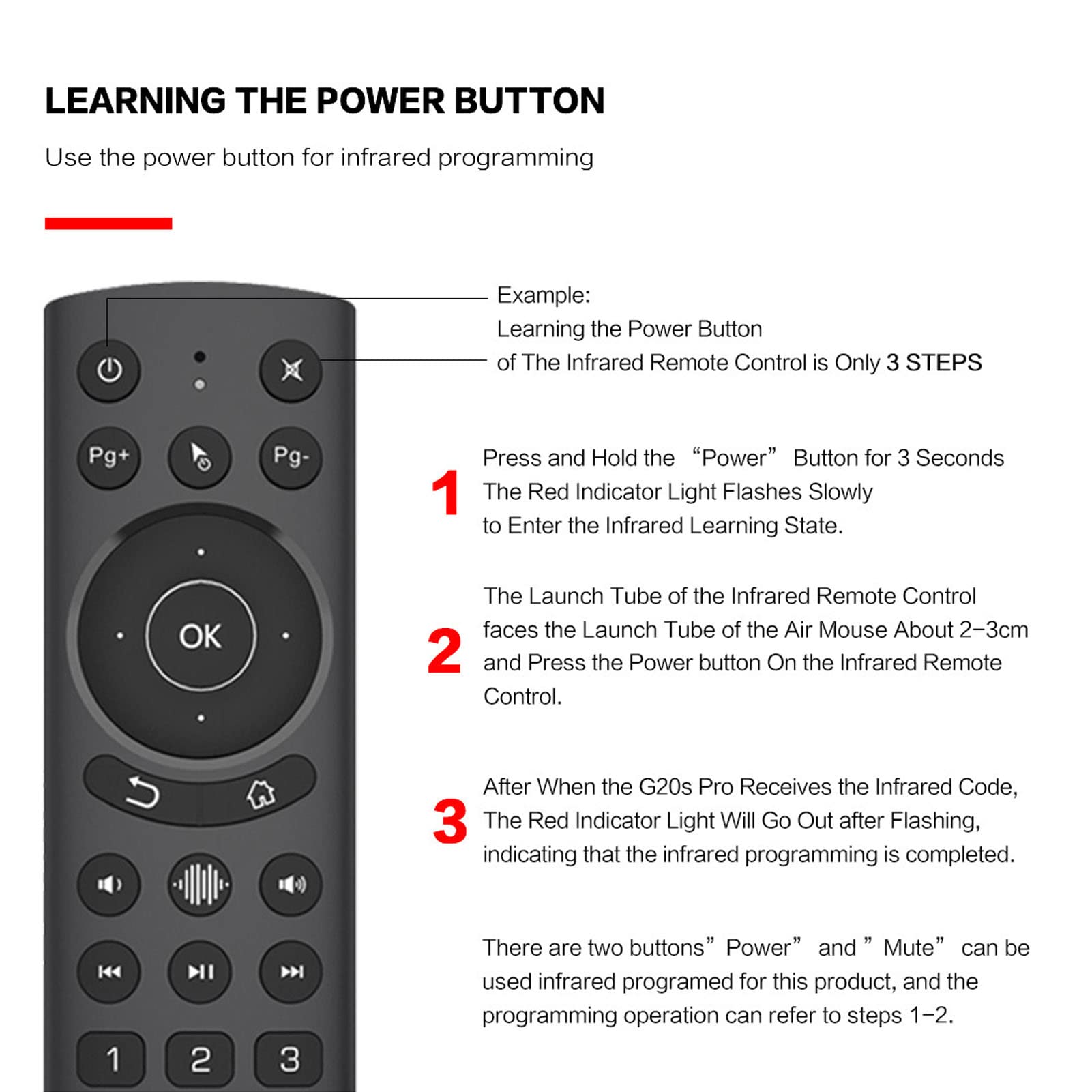 Telecomando G20S Pro Voice Air, Apprendimento IR, Tastiera Remota Retroilluminata Wireless USB con Giroscopio per TV Box, PC, Smart TV, Protettore, HTPC, Ecc.(G20S PRO)