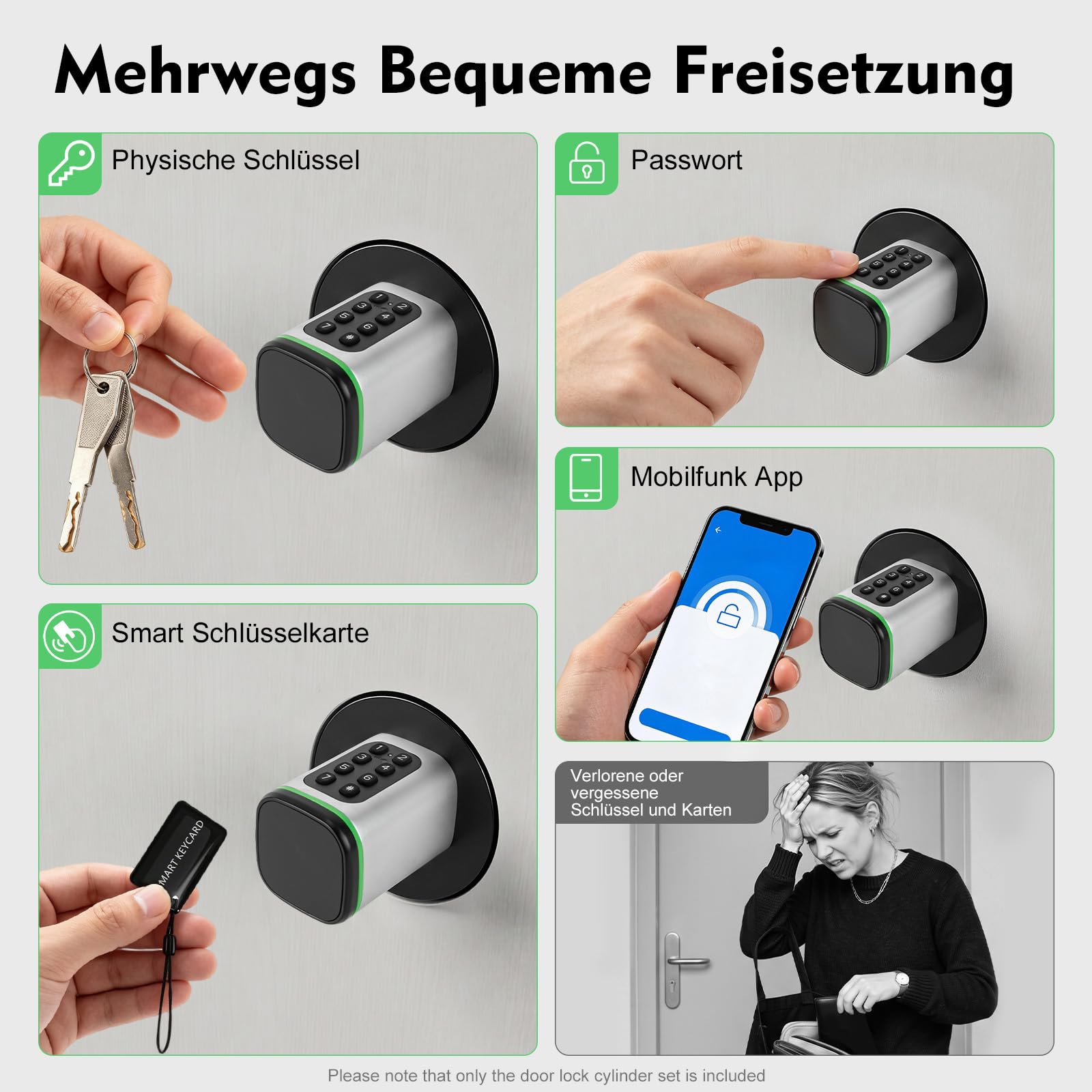Smart Lock elektroniczny zamek do drzwi z IP65, zamek do drzwi wejściowych 35-45 mm z aplikacją i kodem cyfrowym, kartą kluczową i kluczami, inteligentny cylinder zamka do mieszkania, hotelu