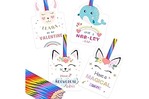 Adorable Rainbow Unicorn Valentines Day Cards for Kids