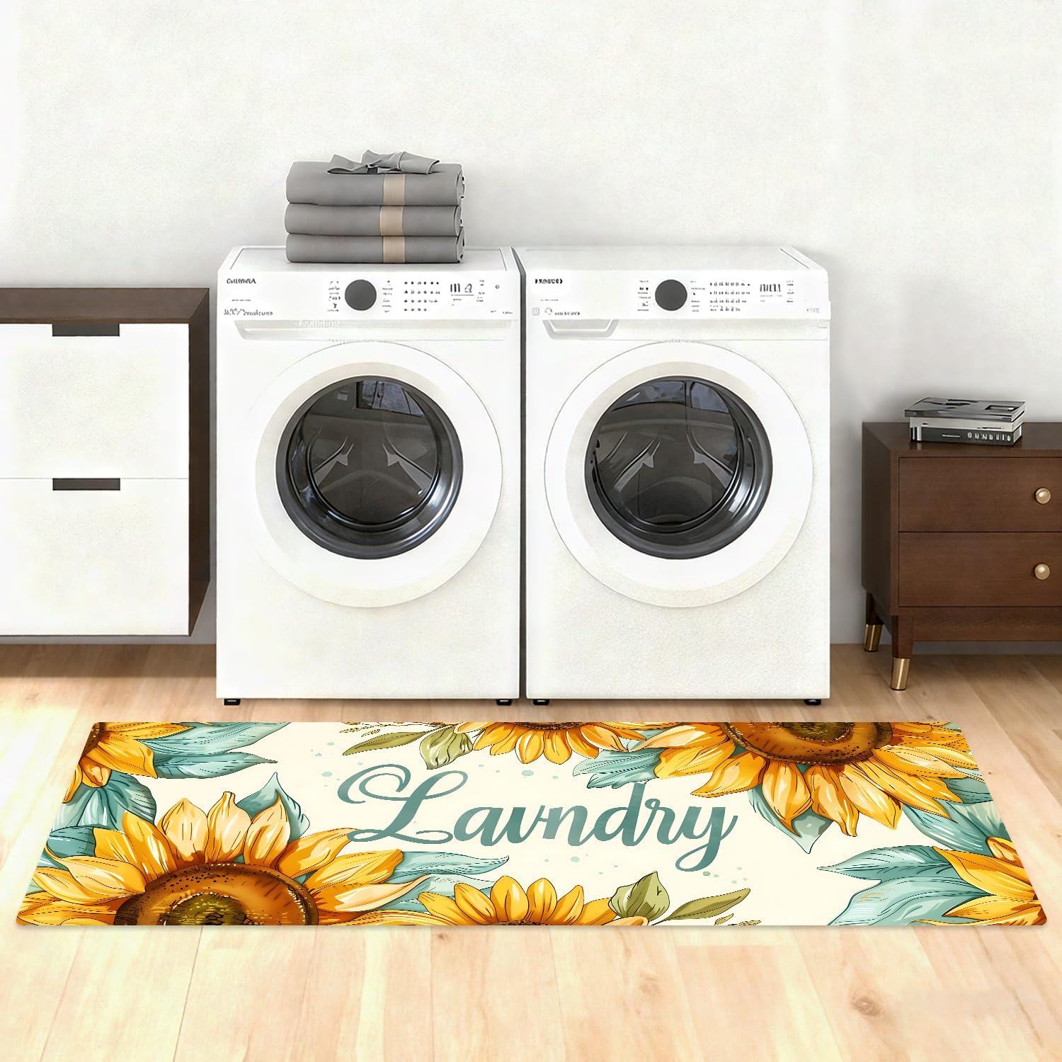 Runner Rug 20x47 inch, Non-Slip Waterproof Laundry Room Rug,Spring Summer Holiday Kitchen Runner with Festive Designs,Indoor Decorative Mat for Home (Sunflower, 20x47 inch)