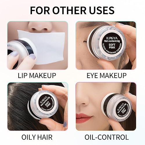 Miniatura 7 de Polvo fijador ligero y suelto en polvo de acabado facial de larga duración, impermeable, con polvo de hongos suave y espejo, acabado mate, 0.28